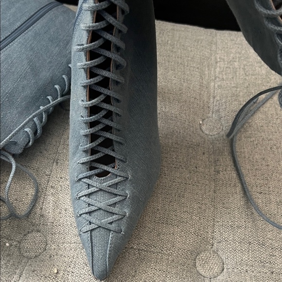 Shoes - Stylish light denim Lace-Up Women's Boots